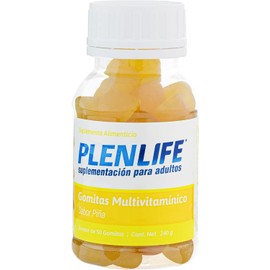 PLENLIFE - Multivitamínico en Gomitas - Suplemento sin Azúcar Sabor Piña - Frasco con 50 Gomitas / 240 Gramos