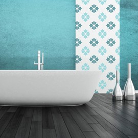 NAKLEO Tile Stencil for Painting, 20 x 20 cm, Turiz Spanish Moorish Flower, Moroccan, Plastic Reusable Floor Stencil, DIY, Wooden Furniture Wall Decoration, Terracotta