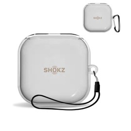 For Shokz OpenFit Air Case Cover [KONXISA] TPU Clear Wireless Earphone Case, Easy to Wear, Shockproof, Waterproof, Dustproof, Washable (Includes Carabiner + Strap), Easy to Carry (Clear)