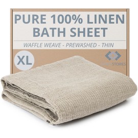 Thing Stories 100% Linen Bath Sheet 36x72 - Waffle Weave Linen Bath Towel Oversized - Lightweight Absorbent Thin Waffle Bath Sheets Towels for Adults - Quick-Drying XL Travel Towel Extra Large