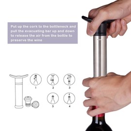 PickBUY Wine Vacuum Pump Sealer - Aerator Pourer Saver Vacuum Pump + 6 Silicone Sealers
