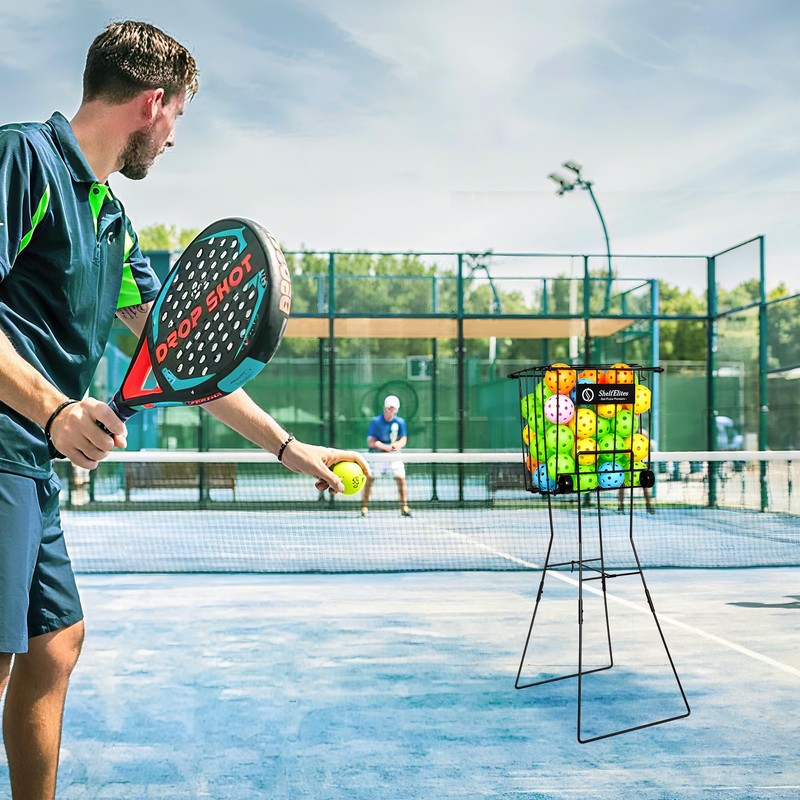 ShelfElites Tennis Ball Hopper, Portable Tennis Ball Holder with Handle
