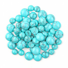 VIAILI SYMIE 60 piezas de cabujones naturales medio redondos con parte trasera plana, abalorio de piedras semipreciosas azul turquesa para hacer joyas de 6 mm