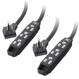Cable Matters [ETL Listed] 2-Pack 3 Outlet 3 Prong Extension Cord 8 ft with SJT Jacket and Space-Saving Outlet Plug, Black (Extension Cord with 3 Prong, Grounded 3 Outlet Cord, 3 Prong Cord) - 8 Feet