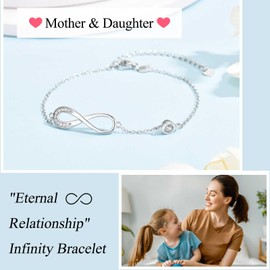 KORAS Gifts for Mum Daughter, Mother Daughter Gifts Sterling Silver Infinity Bracelet, Special Jewellery Gifts for Mum Daughter on Birthday Christmas Graduation