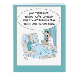 NobleWorks - Big Cartoon Feel Better Card (8.5 x 11 Inch) - Get Well Soon Humor, Funny Comic Greeting - Insurance Tests J4019GWG