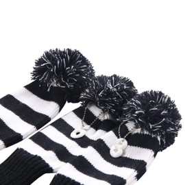selectplaza Golf Head Cover ★ Knit ★ # 1 # 3 # 5 ★ Set of 3 ★ Numbers Pendant Price Label ★ ★ Black X White Select Plaza