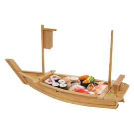 VPABES 31.5inch Wooden Sushi Boat Serving Tray, Commercial Sushi Plate for Restaurant and Home Party Food Platter for Sashimi Board Seafood