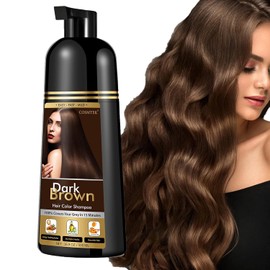 MONTE LUNA Champú Tinte Marrón Oscuro Cosmtek Para Canas, Champú De Coloración Natural Instantánea Para Mujeres Y Hombres, 3 En 1 Y Semipermanente, Con Ingredientes Herbales Y Sin Amoníaco, De Acción