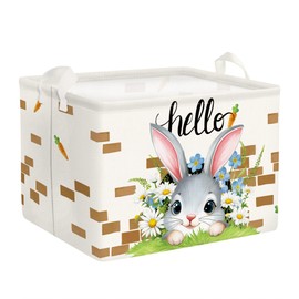Clastyle Clastyle Easter Rabbit Kid Storage Basket Boy Girl Gift Toy Box Spring Flower Baby Laundry Hamper Collapsible Clothes Organizer Nursery Bin for Bedroom, Carrot, 40 * 30 * 30 cm