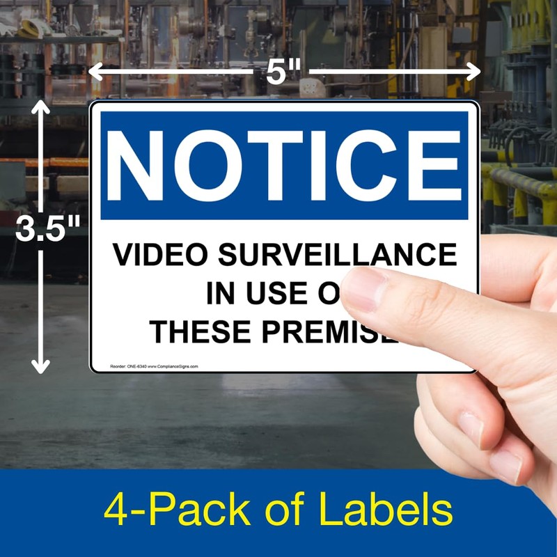 ComplianceSigns.com NOTICE Video Surveillance In Use On These Premises OSHA