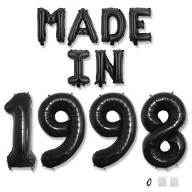 Jurxy Birthday Decoration Women Man 27th Birthday Decoration Balloons Made in 1998 Balloons Black Foil Balloons Happy Birthday Banner