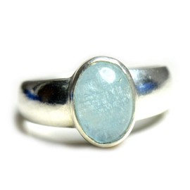 55Carat Natural Aquamarine Silver Ring for Men 3 Carat Oval Birthstone Size 4,5,6,7,8,9,10,11,12,13