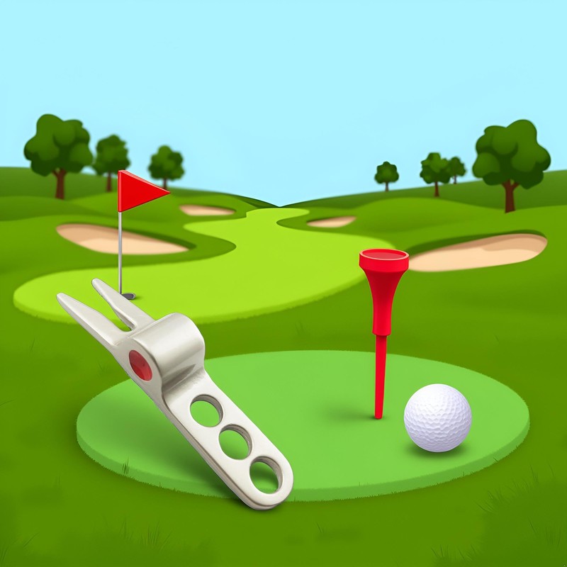 SquarezhenBo Silver Durable Golf Sports Ball Fork Pivot Divot Repair