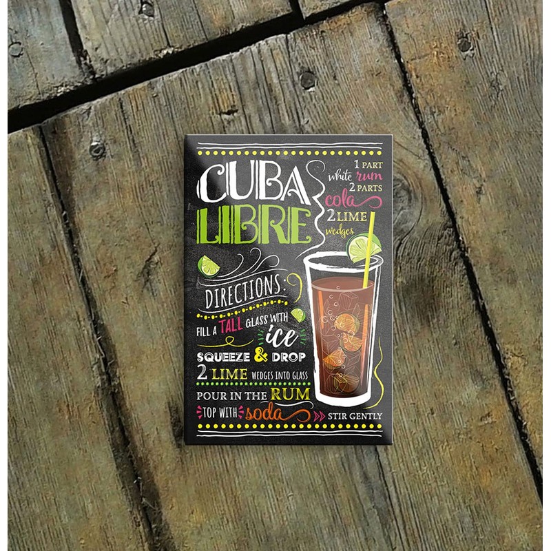 schilderkreis24 Cocktail Recipe Magnet Alcohol Spirits Decorative Fridge Magnet Humour