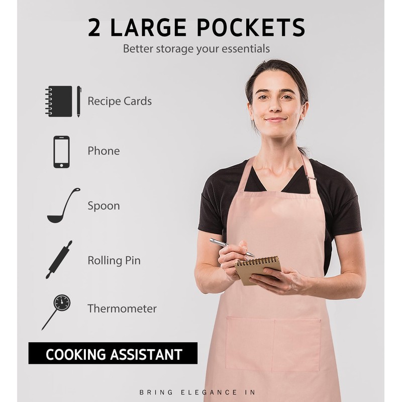 Syntus 2 Pack 100% Cotton Adjustable Bib Apron with 2