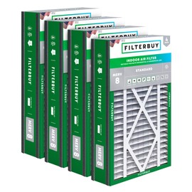 Filterbuy 16x25x3 Air Filter MERV 8 Dust Defense (4-Pack), Pleated HVAC AC Furnace Air Filters Replacement for Trion Air Bear, Lennox X0581, and More (Actual Size: 15.63 x 24.13 x 3.00 Inches)