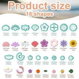 beinkmake 16Pcs Mini Flower Polymer Clay Cutters Daisy Rose Clay Earrings Cutters Cute Polymer Jewelry Cutter for Earrings Making Birthday Party DIY Supplies