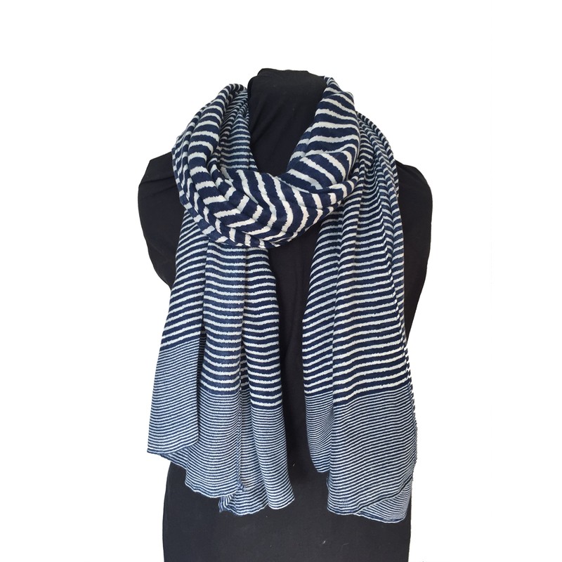 Pamper Yourself Now Navy Blue with White Stripes Long Soft