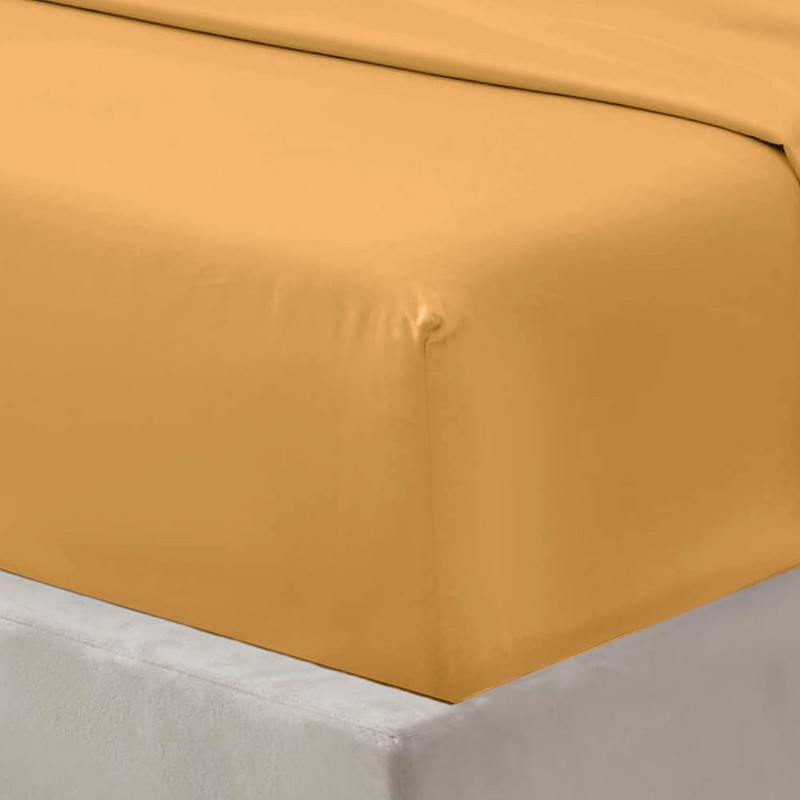 Oxford Homeware Ochre Double Fitted Sheet -100% Brushed Microfibre 1800