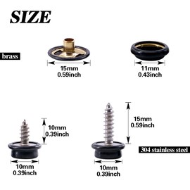 Swpeet 40 Pieces Mounting Screw Press Studs with Push Button Adjusting Tool Kit, Push Button with 3/8 Inch and 5/8 Inch Stainless Steel Screw, Push Button Screws, Rivets Set for Furniture Canvas Fabric Boats, Black