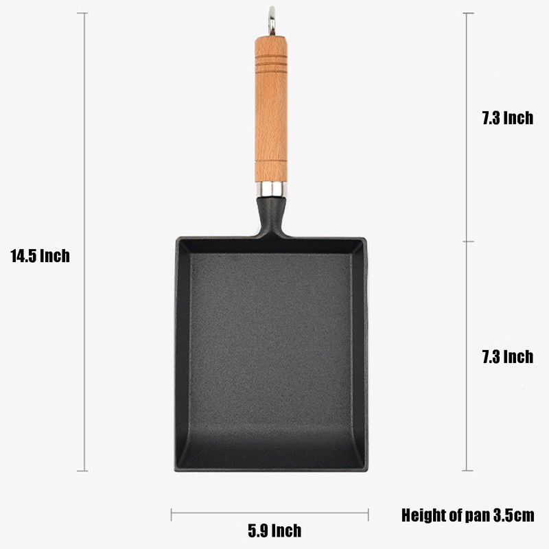Toutrop 7.5" Cast Iron Omelette Pan, Rectangle Tamagoyaki Egg Roll
