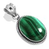 Jeweloporium Genuine Green Malachite 925 Silver Pendant for Women Stone