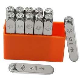 VILLFUL 12pcs Flower Pattern Steel Punch Stamping Kit DIY Leather Craft Tool Set for Jewelry Making Durable Steel Stamps Compact Carry Case for Art Projects and Handcraft Accessories