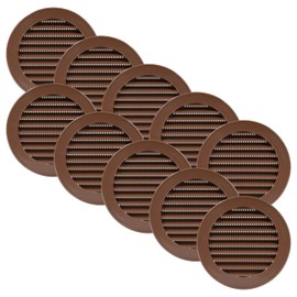 Vent Systems 4'' Inch - Pack of 10 - Brown Soffit Vent Cover - Round Intake or Exhaust Air Vent Louver with Screen Mesh - Air Supply HVAC Ventilation for Bathroom, Home Office, Kitchen