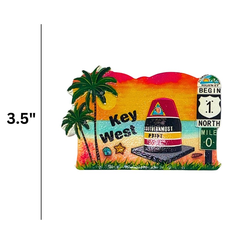 Key West Florida Souvenir Magnet, Iconic Mile Marker 0, 3D