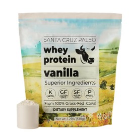 Emulsion de Scott- Santa Cruz Paleo Whey Protein en Polvo, Vainilla, 20g Proteína de Suero Aislado Alimentado con Hierba Por Porción, Glute           