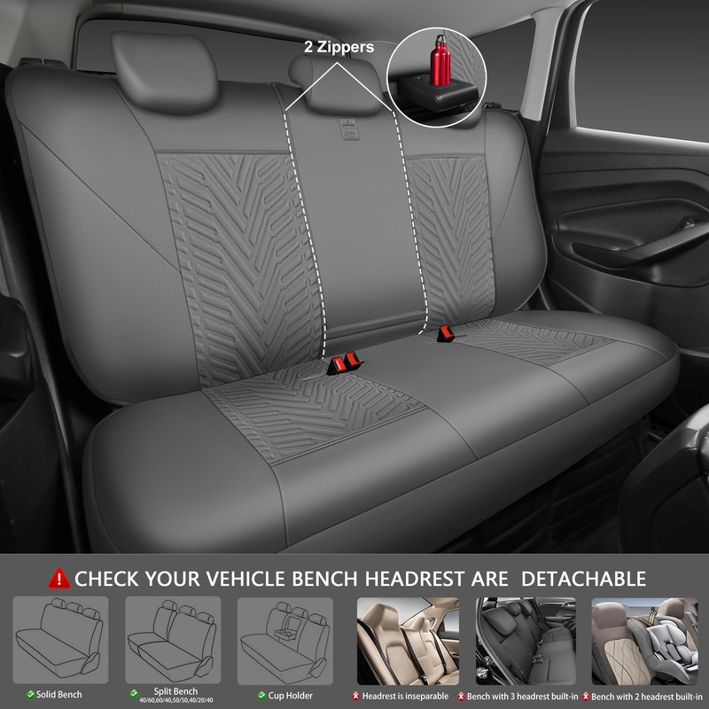 CAR PASS Faux Leather Car Seat Covers, 3D Tyre Embossed
