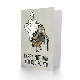 CARD GREETING HAPPY BIRTHDAY OLD POTATO CARTOON