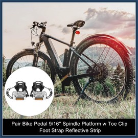 INFINAUTO Pair Bicycle Pedals with Toe Clip Foot Strap Reflective Strap Stylish Design