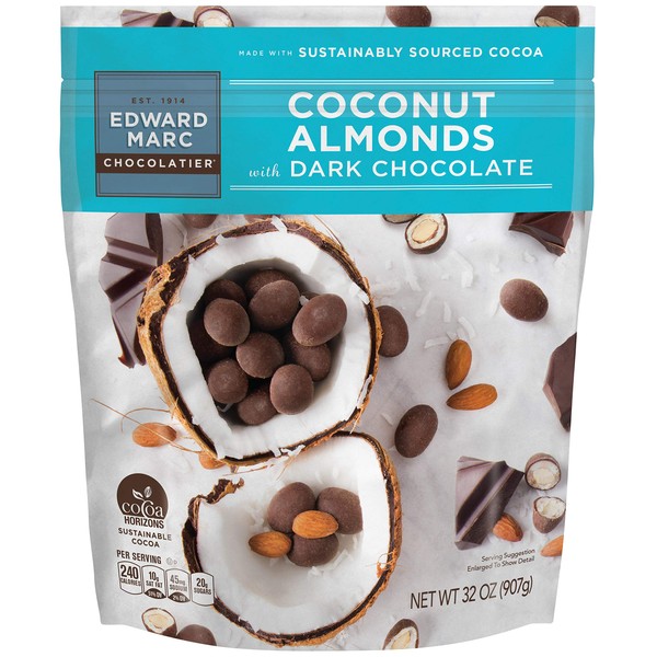32oz Edward Marc Chocolatier Coconut Almonds with Dark Chocolate (2-pack)