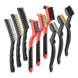9 Pcs Set Wire Brush Wire Brushes,Wire Brush Set for Cleaning (Brass, Stainless Steel & Nylon Bristles) for Multi-Purpose Uses, Metal, Stove, Sink, Rus-t & Welding Slag .
