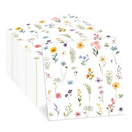 48Pcs Wildflower Themed Paper Napkins Spring Floral Party Paper Napkin Set She Is A Wildflower 1st Birthday Baby Shower Party Supplies for Girls
