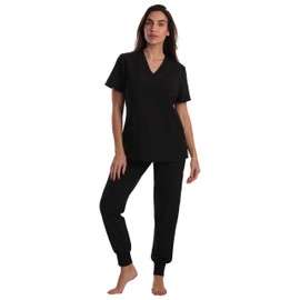 Just Love Women's V-Neck Scrub Set 7065-BLK-M