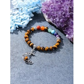Jovivi Chakra Bracelets for Women Healing Crystal Bracelet Natural Tiger eye Gemstone Beaded Bracelet Jewellery Crystal Gifts Women Mum Birthday Christmas
