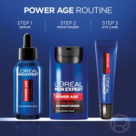 L'Oreal Paris NEW L'Oral Men Expert Power Age Moisturiser, Hydrating & Revitalising Hyaluronic Acid Moisturiser for Men, designed for Ageing, Dry & Dull Skin 50ml