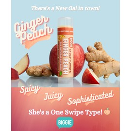 Crazy Rumors Ginger Peach BIGGIE Soothing Lip Balm Stick for Dry Lips, 4 X bigger size, 100% Natural & Vegan