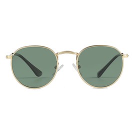 JOVAKIT Kids Small Round Polarized Sunglasses for Baby Girls Boys Age 4-10 Classic Metal Frame 100% UV Protection (Gold/G15)