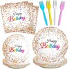 Tevxj 96 Pieces Happy Birthday Plates and Napkins Party Supplies