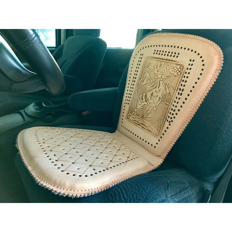 1clickautoacc Genuine Mexican Respaldo Leather Car/Truck Seat Cushion Leaping Deer
