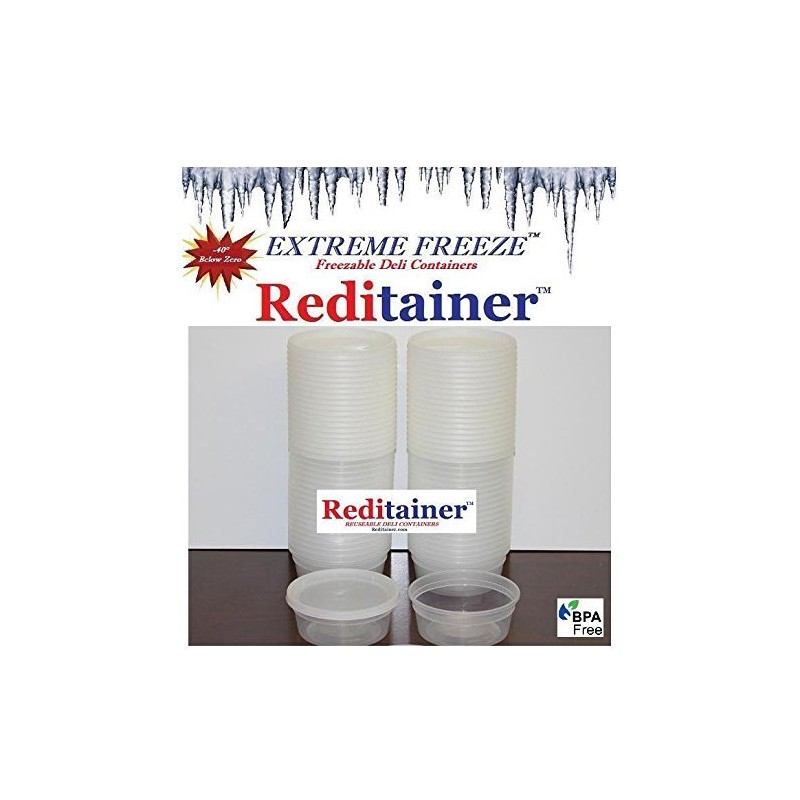 Reditainer Extreme Freeze Deli Food Containers with Lids, 8-Ounce, 40-Pack