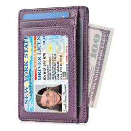 GH GOLD HORSE Slim RFID Blocking Card Holder Minimalist Leather Front Pocket Wallet for Women, Cross Purple, Slim, Minimalist Slim Female Wallet With Card Slots Holder