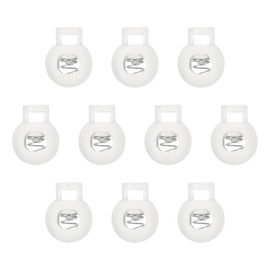 PATIKIL Plastic Cord Lock, 10 Pack Single Hole Toggle Stopper Round Ball Shaped Adjustable Cord Stops Fastener for Paracord, Camping, Hiking, Shoelace Replacement, White