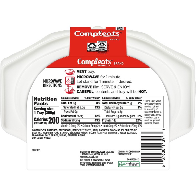HORMEL COMPLEATS Beef Pot Roast Microwave Tray, 9 Ounces (Pack