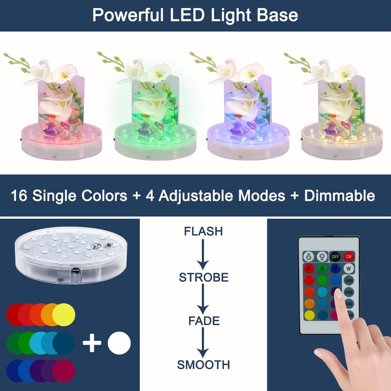 LARDUX Pack of 4 LED Lights Base with Remote -