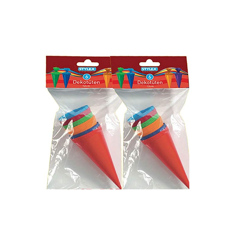 12 Small School Cones Decorative Colourful Height 12 cm Top